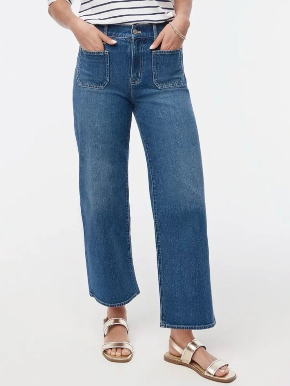 J. CREW Full Length Wide Leg Jeans Women's Size 29 Patch Pockets BY904